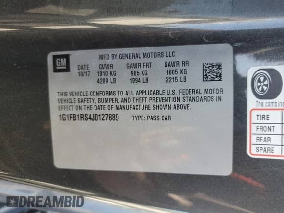 2018 Chevrolet Camaro 1LT with VIN 1G1FB1RS4J0127889, listed as a Copart auction lot 81865445 with Not provided miles and Salvage title. Bid and sale history available at DreamBid. Image 13.