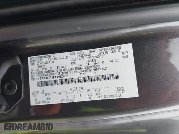 ✅ 2015 Ford F-150 XLT • VIN: 1FTFX1EF1FFB62489 • Lot: 41503088. Listed on IAAI with 133,658 mi. Free auction sales archive from the USA and detailed vehicle history report at DreamBid. Image 9.