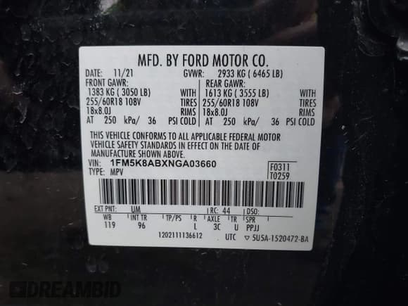 ✅ 2022 Ford Police Interceptor Utility • VIN: 1FM5K8ABXNGA03660 • Lot: 38814628. Wystawiony na IAAI z przebiegiem 3 mil. Bezpłatny archiwum sprzedaży aukcyjnych z USA i szczegółowy raport historii pojazdu na DreamBid. Zdjęcie 9.