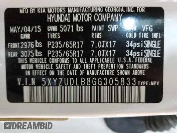 ✅ 2016 Hyundai Santa Fe • VIN: 5XYZUDLB8GG305833 • Лот: 40089314. Опубликован ранее на Copart с пробегом Не указан. Бесплатный доступ к архиву аукционных продаж из США и подробный отчёт об истории автомобиля на DreamBid. Изображение 13.