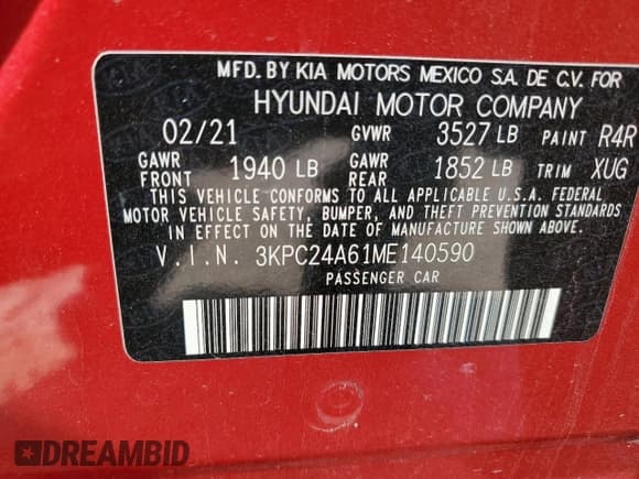 ✅ 2021 Hyundai Accent SE • VIN: 3KPC24A61ME140590 • Лот: 42686675. Опубликован ранее на Copart с пробегом 78 624 миль. Бесплатный доступ к архиву аукционных продаж из США и подробный отчёт об истории автомобиля на DreamBid. Изображение 14.