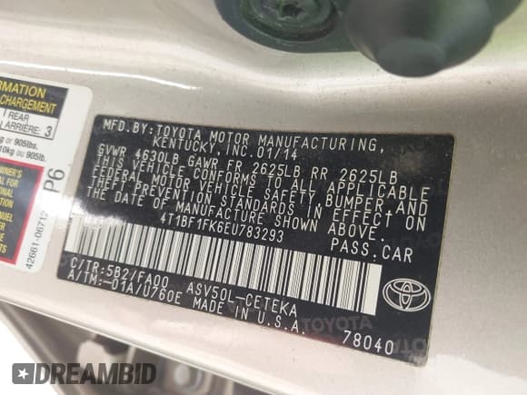 ✅ 2014 Toyota Camry SE • VIN: 4T1BF1FK6EU783293 • Лот: 43452138. Опубликован ранее на IAAI с пробегом 193 452 миль. Бесплатный доступ к архиву аукционных продаж из США и подробный отчёт об истории автомобиля на DreamBid. Изображение 9.