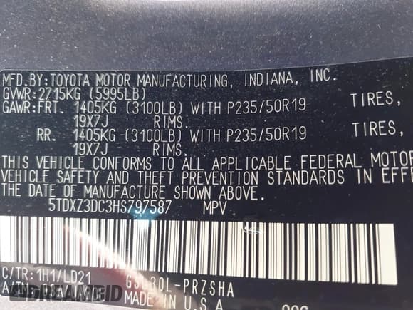 ✅ 2017 Toyota Sienna SE • VIN: 5TDXZ3DC3HS797587 • Lot: 42846571. Listed on IAAI with 154,624 mi. Free auction sales archive from the USA and detailed vehicle history report at DreamBid. Image 9.