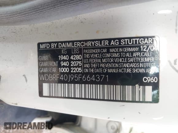 ✅ 2005 Mercedes-Benz C 230 Kompressor • VIN: WDBRF40J95F664371 • Lot: 42423721. Wystawiony na IAAI z przebiegiem 173 536 mil. Bezpłatny archiwum sprzedaży aukcyjnych z USA i szczegółowy raport historii pojazdu na DreamBid. Zdjęcie 9.