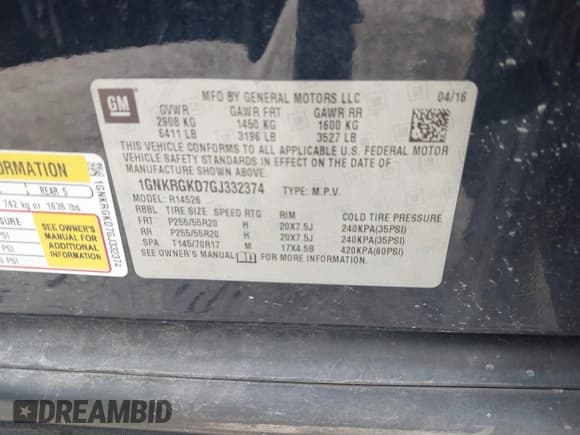 ✅ 2016 Chevrolet Traverse LT • VIN: 1GNKRGKD7GJ332374 • Lot: 43599056. Wystawiony na IAAI z przebiegiem 126 237 mil. Bezpłatny archiwum sprzedaży aukcyjnych z USA i szczegółowy raport historii pojazdu na DreamBid. Zdjęcie 9.