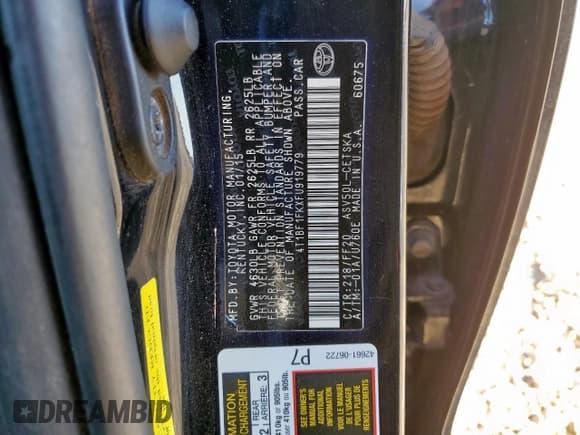 ✅ 2015 Toyota Camry XLE • VIN: 4T1BF1FKXFU919779 • Лот: 92433735. Опубликован ранее на Copart с пробегом 118 719 миль. Бесплатный доступ к архиву аукционных продаж из США и подробный отчёт об истории автомобиля на DreamBid. Изображение 12.