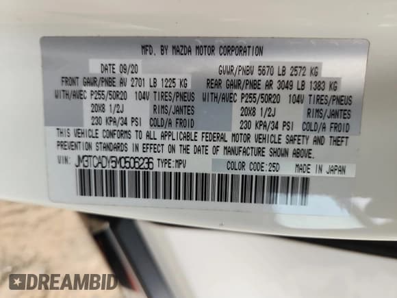 ✅ 2021 Mazda CX-9 Grand Touring • VIN: JM3TCADY5M0506236 • Lot: 70156255. Listed on Copart with 138,522 mi. Free auction sales archive from the USA and detailed vehicle history report at DreamBid. Image 13.