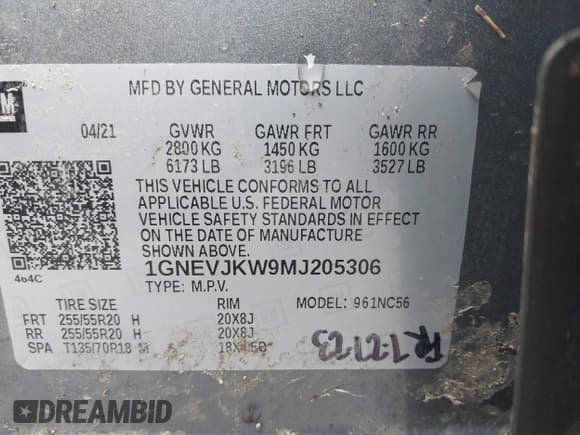 ✅ 2021 Chevrolet Traverse RS • VIN: 1GNEVJKW9MJ205306 • Lot: 41672212. Wystawiony na IAAI z przebiegiem 58 812 mil. Bezpłatny archiwum sprzedaży aukcyjnych z USA i szczegółowy raport historii pojazdu na DreamBid. Zdjęcie 9.