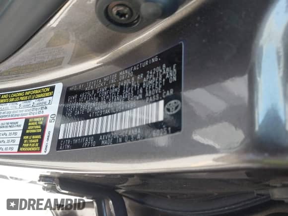 2020 Toyota Camry Hybrid LE with VIN 4T1C31AK1LU541495, listed as a IAAI auction lot 42884355 with 42,020 mi miles and . Bid and sale history available at DreamBid. Image 9.