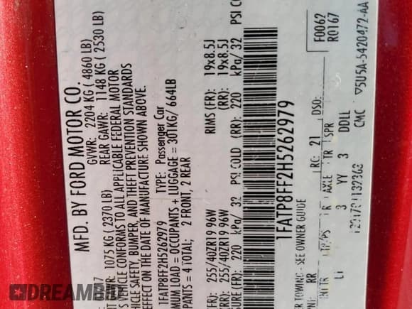 ✅ 2017 Ford Mustang GT Premium • VIN: 1FATP8FF2H5262979 • Лот: 86091955. Опубликован ранее на Copart с пробегом 126 357 миль. Бесплатный доступ к архиву аукционных продаж из США и подробный отчёт об истории автомобиля на DreamBid. Изображение 12.