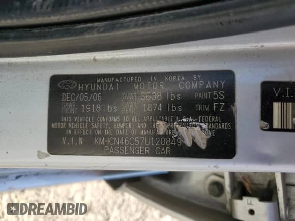 2007 Hyundai Accent GLS с VIN KMHCN46C57U120849, выставлен на аукционе Copart как лот 77778604 с пробегом 203 426 миль миль и Списание • Salvage title. История ставок и продаж доступна на DreamBid. Изображение 12.