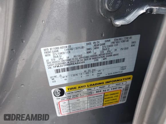 ✅ 2024 Ford Expedition XLT • VIN: 1FMJU1H80REA94305 • Lot: 42754439. Listed on IAAI with 11,345 mi. Free auction sales archive from the USA and detailed vehicle history report at DreamBid. Image 9.