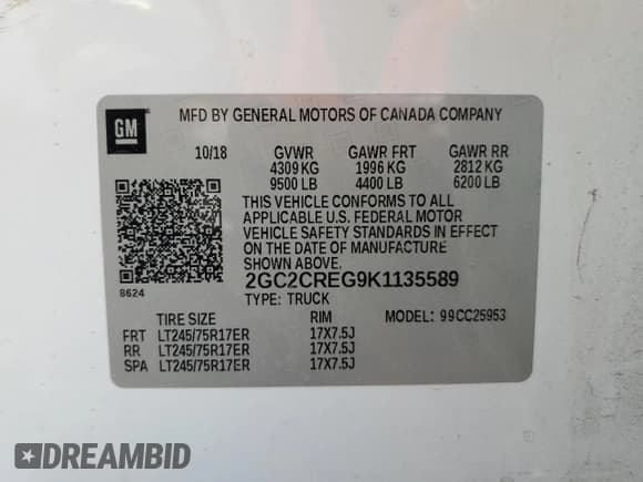 ✅ 2019 Chevrolet Silverado 2500HD Work Truck • VIN: 2GC2CREG9K1135589 • Лот: 50979335. Опубликован ранее на Copart с пробегом Не указан. Бесплатный доступ к архиву аукционных продаж из США и подробный отчёт об истории автомобиля на DreamBid. Изображение 12.