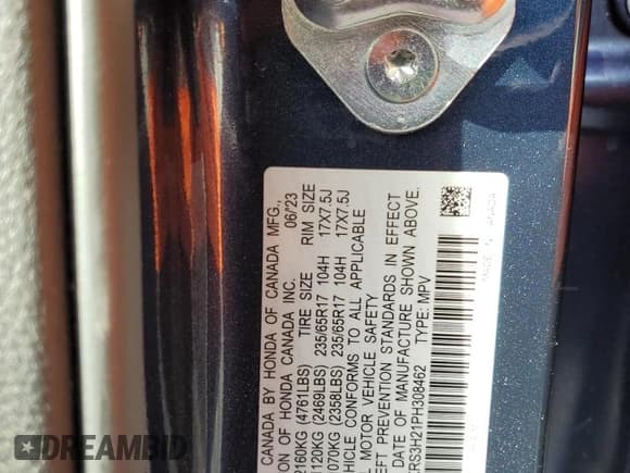 ✅ 2023 Honda CR-V LX • VIN: 2HKRS3H21PH308462 • Lot: 75809114. Listed on Copart with Not provided. Free auction sales archive from the USA and detailed vehicle history report at DreamBid. Image 13.