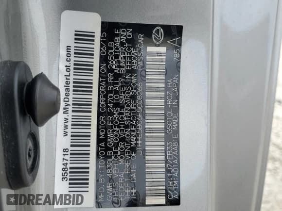 ✅ 2015 Lexus RC 350 F Sport • VIN: JTHHE5BC6F5008266 • Lot: 42524464. Wystawiony na Copart z przebiegiem 102 915 mil. Bezpłatny archiwum sprzedaży aukcyjnych z USA i szczegółowy raport historii pojazdu na DreamBid. Zdjęcie 14.