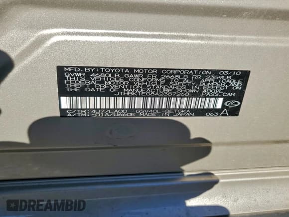 ✅ 2010 Lexus ES 330 • VIN: JTHBK1EG8A2387268 • Лот: 95967265. Опубликован ранее на Copart с пробегом 71 533 миль. Бесплатный доступ к архиву аукционных продаж из США и подробный отчёт об истории автомобиля на DreamBid. Изображение 13.