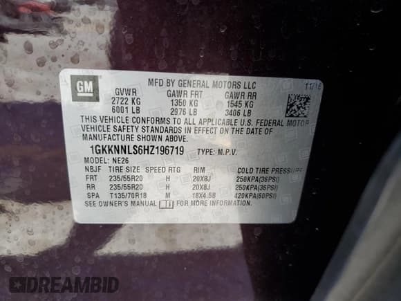 ✅ 2017 GMC Acadia SLT • VIN: 1GKKNNLS6HZ196719 • Lot: 80405185. Listed on Copart with 83,147 mi. Free auction sales archive from the USA and detailed vehicle history report at DreamBid. Image 14.