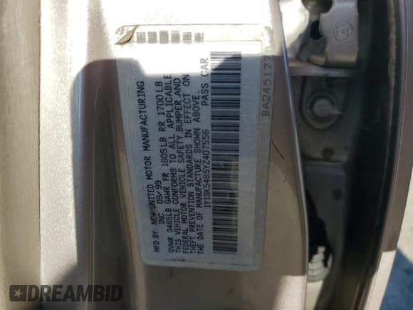 ✅ 2000 Chevrolet Prizm • VIN: 1Y1SK5485YZ407556 • Lot: 60894355. Listed on Copart with 123,708 mi. Free auction sales archive from the USA and detailed vehicle history report at DreamBid. Image 12.