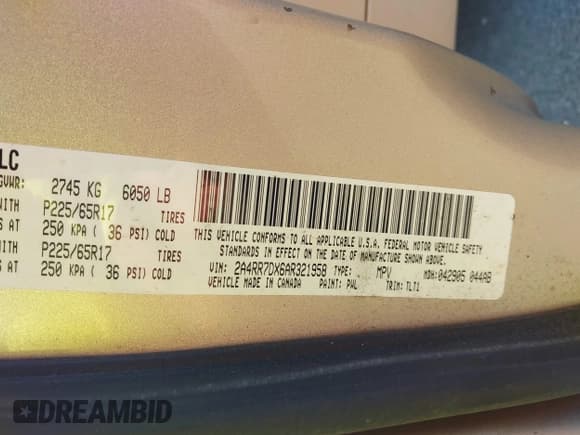 ✅ 2010 Chrysler Town & Country Limited • VIN: 2A4RR7DX6AR321958 • Lot: 43419767. Wystawiony na IAAI z przebiegiem 262 613 mil. Bezpłatny archiwum sprzedaży aukcyjnych z USA i szczegółowy raport historii pojazdu na DreamBid. Zdjęcie 9.