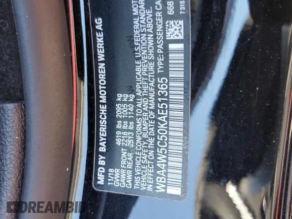 ✅ 2019 BMW 4 Series 430i xDrive • VIN: WBA4W5C50KAE51365 • Lot: 90680715. Listed on Copart with 61,952 mi. Free auction sales archive from the USA and detailed vehicle history report at DreamBid. Image 12.