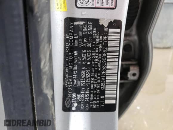 2008 Hyundai Tucson GLS z VIN KM8JM12B58U908862, wystawiony jako Copart lot #76989094 z przebiegiem 193 033 mil mil oraz Szkoda całkowita • Salvage title. Historia ofert i sprzedaży dostępna na DreamBid. Obrazek 12.