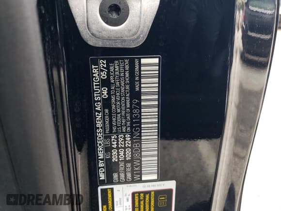 ✅ 2022 Mercedes-Benz C 300 • VIN: W1KWJ8DB1NG113879 • Lot: 49948624. Listed on Copart with 11,945 mi. Free auction sales archive from the USA and detailed vehicle history report at DreamBid. Image 13.