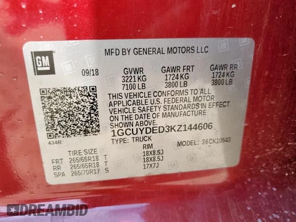 ✅ 2019 Chevrolet Silverado 1500 LT • VIN: 1GCUYDED3KZ144606 • Lot: 80203555. Wystawiony na Copart z przebiegiem 112 014 mil. Bezpłatny archiwum sprzedaży aukcyjnych z USA i szczegółowy raport historii pojazdu na DreamBid. Zdjęcie 12.