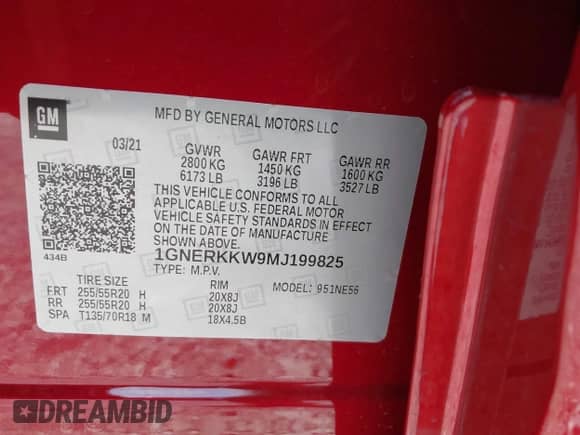 2021 Chevrolet Traverse Premier с VIN 1GNERKKW9MJ199825, выставлен на аукционе IAAI как лот 41369691 с пробегом 49 583 миль миль и . История ставок и продаж доступна на DreamBid. Изображение 9.