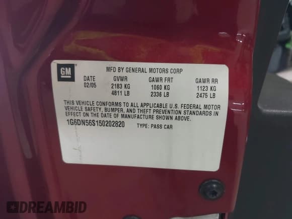 ✅ 2005 Cadillac CTS-V • VIN: 1G6DN56S150202820 • Лот: 42493991. Опубликован ранее на IAAI с пробегом 105 411 миль. Бесплатный доступ к архиву аукционных продаж из США и подробный отчёт об истории автомобиля на DreamBid. Изображение 9.