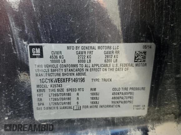 ✅ 2015 Chevrolet Silverado 2500HD LTZ • VIN: 1GC1KWE8XFF149196 • Lot: 83942615. Wystawiony na Copart z przebiegiem Nie podano. Bezpłatny archiwum sprzedaży aukcyjnych z USA i szczegółowy raport historii pojazdu na DreamBid. Zdjęcie 12.