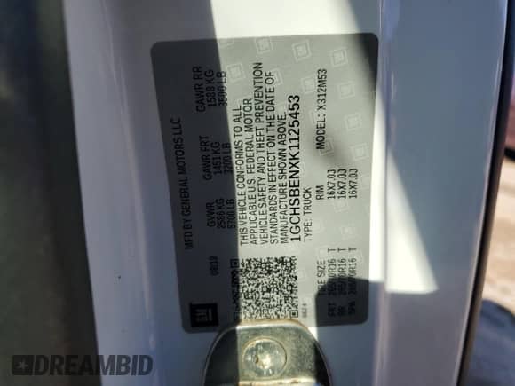 2019 Chevrolet Colorado 2WD Work Truck с VIN 1GCHSBENXK1125453, выставлен на аукционе Copart как лот 88054955 с пробегом 174 365 миль миль и Списание • Salvage title. История ставок и продаж доступна на DreamBid. Изображение 12.