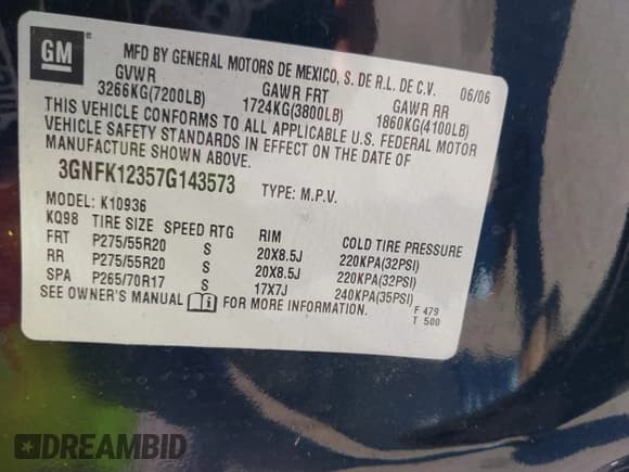 ✅ 2007 Chevrolet Avalanche LTZ • VIN: 3GNFK12357G143573 • Лот: 42762234. Опубликован ранее на IAAI с пробегом 283 869 миль. Бесплатный доступ к архиву аукционных продаж из США и подробный отчёт об истории автомобиля на DreamBid. Изображение 9.