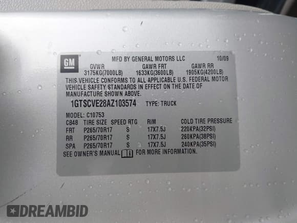 ✅ 2010 GMC Sierra 1500 • VIN: 1GTSCVE28AZ103574 • Lot: 43739588. Wystawiony na IAAI z przebiegiem 89 721 mil. Bezpłatny archiwum sprzedaży aukcyjnych z USA i szczegółowy raport historii pojazdu na DreamBid. Zdjęcie 9.