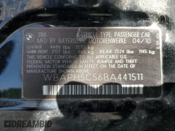 ✅ 2011 BMW 3 Series 328i • VIN: WBAPH5C56BA441511 • Lot: 89693985. Listed on Copart with 228,445 mi. Free auction sales archive from the USA and detailed vehicle history report at DreamBid. Image 13.