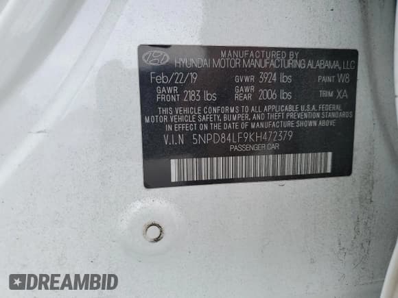 ✅ 2019 Hyundai Elantra Value Edition • VIN: 5NPD84LF9KH472379 • Lot: 83931905. Listed on Copart with 148,460 mi. Free auction sales archive from the USA and detailed vehicle history report at DreamBid. Image 12.