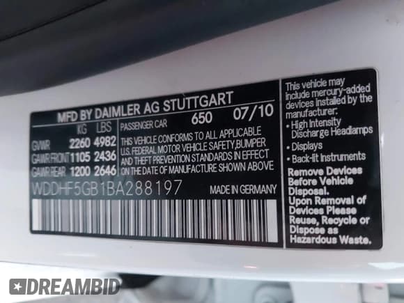 ✅ 2011 Mercedes-Benz E 350 Luxury • VIN: WDDHF5GB1BA288197 • Лот: 43415714. Опубликован ранее на IAAI с пробегом 98 208 миль. Бесплатный доступ к архиву аукционных продаж из США и подробный отчёт об истории автомобиля на DreamBid. Изображение 9.