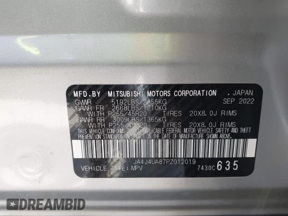 ✅ 2023 Mitsubishi Outlander SE • VIN: JA4J4UA87PZ012019 • Лот: 42807950. Опубликован ранее на IAAI с пробегом 27 600 миль. Бесплатный доступ к архиву аукционных продаж из США и подробный отчёт об истории автомобиля на DreamBid. Изображение 9.