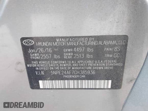 2016 Hyundai Sonata 2.4L z VIN 5NPE24AF7GH385936, wystawiony jako IAAI lot #42440665 z przebiegiem 121 555 mil mil oraz . Historia ofert i sprzedaży dostępna na DreamBid. Obrazek 9.