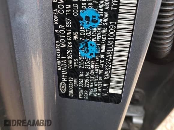 2020 Hyundai Kona SEL with VIN KM8K22AA8LU410091, listed as a Copart auction lot 71687962 with 39,990 mi miles and . Bid and sale history available at DreamBid. Image 13.