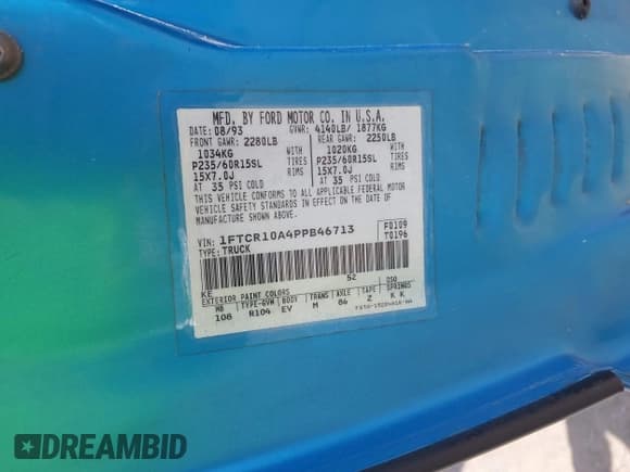 ✅ 1993 Ford Ranger Splash • VIN: 1FTCR10A4PPB46713 • Лот: 42849648. Опубликован ранее на IAAI с пробегом 267 741 миль. Бесплатный доступ к архиву аукционных продаж из США и подробный отчёт об истории автомобиля на DreamBid. Изображение 9.