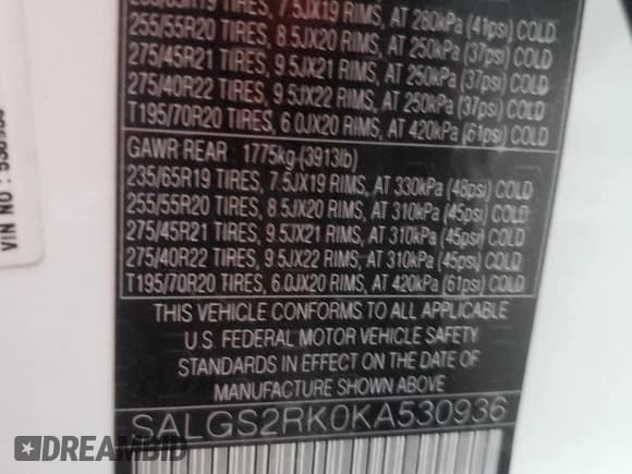 ✅ 2019 Land Rover Range Rover HSE • VIN: SALGS2RK0KA530936 • Лот: 81639914. Опубликован ранее на Copart с пробегом 66 592 миль. Бесплатный доступ к архиву аукционных продаж из США и подробный отчёт об истории автомобиля на DreamBid. Изображение 13.