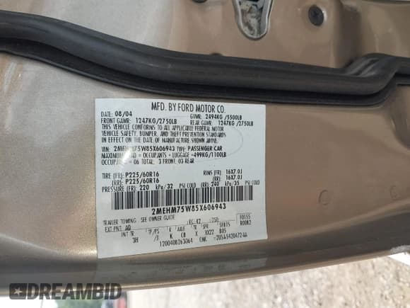 ✅ 2005 Mercury Grand Marquis LS Premium • VIN: 2MEHM75W85X606943 • Лот: 42748614. Опубликован ранее на IAAI с пробегом 114 691 миль. Бесплатный доступ к архиву аукционных продаж из США и подробный отчёт об истории автомобиля на DreamBid. Изображение 9.