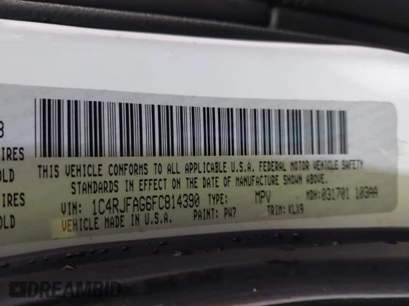 ✅ 2015 Jeep Grand Cherokee Laredo • VIN: 1C4RJFAG6FC814390 • Лот: 43103742. Опубликован ранее на IAAI с пробегом 95 425 миль. Бесплатный доступ к архиву аукционных продаж из США и подробный отчёт об истории автомобиля на DreamBid. Изображение 9.