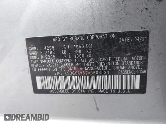 ✅ 2021 Subaru Impreza Premium • VIN: 4S3GKAV62M3606531 • Lot: 42511637. Wystawiony na IAAI z przebiegiem 64 653 mil. Bezpłatny archiwum sprzedaży aukcyjnych z USA i szczegółowy raport historii pojazdu na DreamBid. Zdjęcie 9.