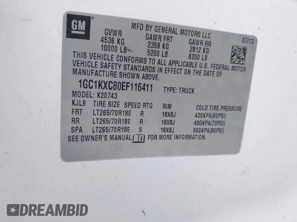 ✅ 2014 Chevrolet Silverado 2500HD LT • VIN: 1GC1KXC80EF116411 • Lot: 41208741. Listed on IAAI with 182,186 mi. Free auction sales archive from the USA and detailed vehicle history report at DreamBid. Image 9.