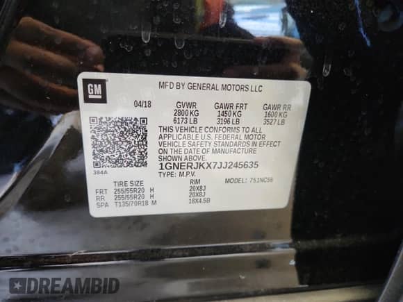 2018 Chevrolet Traverse RS с VIN 1GNERJKX7JJ245635, выставлен на аукционе Copart как лот 71837605 с пробегом 189 782 миль миль и На запчасти • Non repairable. История ставок и продаж доступна на DreamBid. Изображение 13.