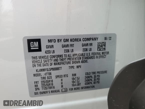 ✅ 2023 Buick Encore GX Essence • VIN: KL4MMFSL5PB008877 • Lot: 85347805. Listed on Copart with Not provided. Free auction sales archive from the USA and detailed vehicle history report at DreamBid. Image 13.