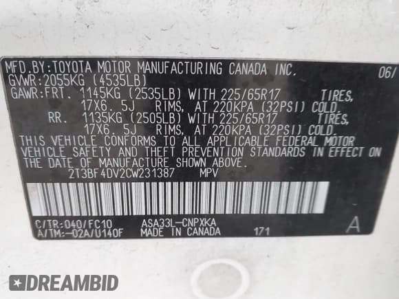 ✅ 2012 Toyota RAV4 • VIN: 2T3BF4DV2CW231387 • Lot: 43721817. Listed on IAAI with 76,835 mi. Free auction sales archive from the USA and detailed vehicle history report at DreamBid. Image 9.