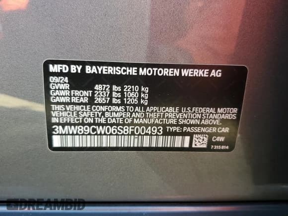 ✅ 2025 BMW 3 Series 330i xDrive • VIN: 3MW89CW06S8F00493 • Lot: 89500085. Wystawiony na Copart z przebiegiem Nie podano. Bezpłatny archiwum sprzedaży aukcyjnych z USA i szczegółowy raport historii pojazdu na DreamBid. Zdjęcie 12.