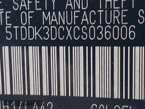 ✅ 2012 Toyota Sienna XLE • VIN: 5TDDK3DCXCS036006 • Lot: 41846007. Listed on IAAI with 188,555 mi. Free auction sales archive from the USA and detailed vehicle history report at DreamBid. Image 9.